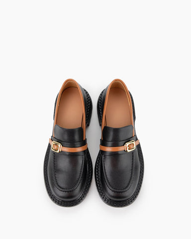 Two Tone Slip On Chunky Platform Loafers