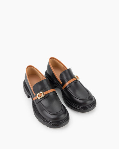 Two Tone Slip On Chunky Platform Loafers