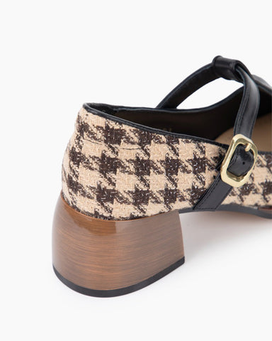 Houndstooth-Chunky-Block-Heel-Mary-Janes-Pumps