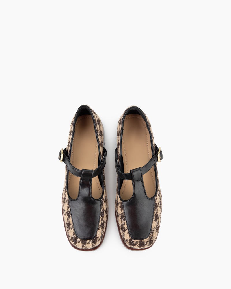 Houndstooth-Chunky-Block-Heel-Mary-Janes-Pumps