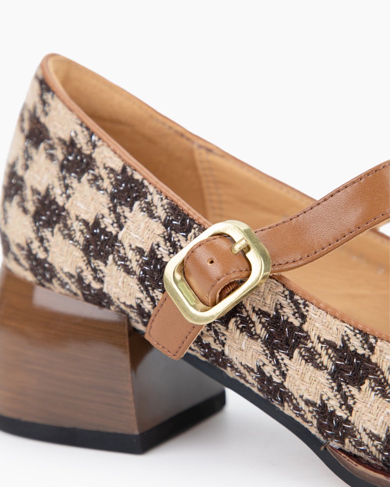 Houndstooth-Chunky-Block-Heel-Mary-Janes-Pumps