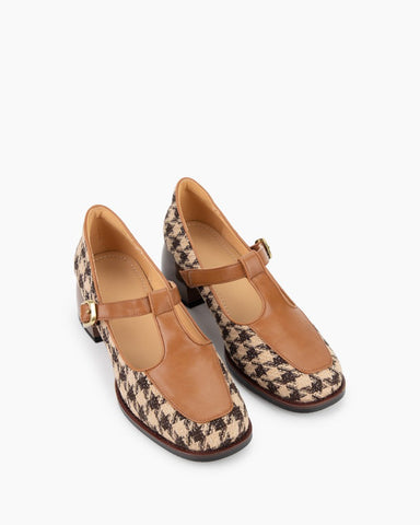 Houndstooth-Chunky-Block-Heel-Mary-Janes-Pumps