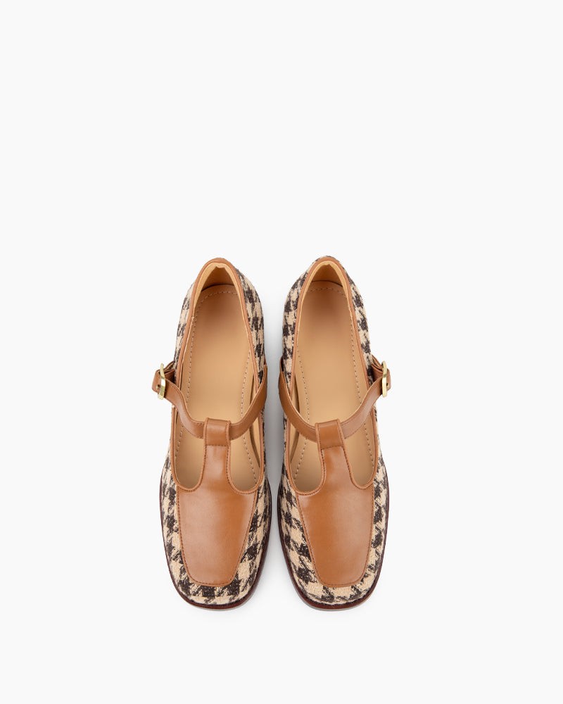 Houndstooth-Chunky-Block-Heel-Mary-Janes-Pumps
