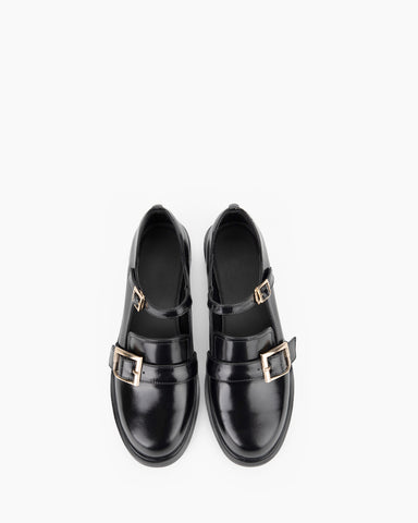 Double Buckle Straps Penny Mary Jane Loafers