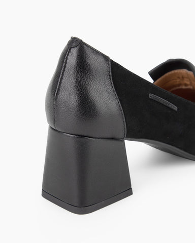 Tassel Bowtie Handmade Genuine Leather Chunky Heel Loafers