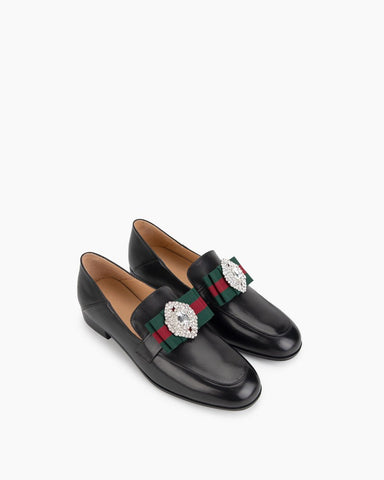 Black Classic Leather Flat Loafers