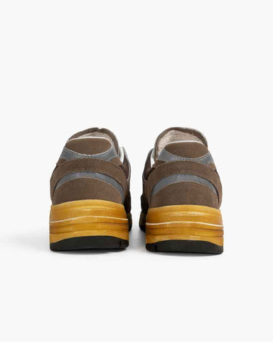 Hand-Finished Worn Look Mixed Material Sneakers