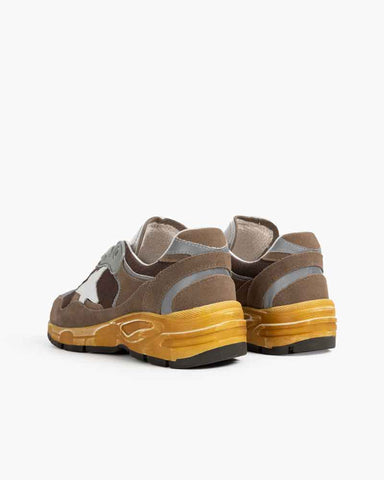 Hand-Finished Worn Look Mixed Material Sneakers