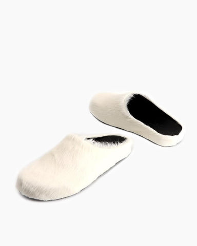 (Clean Up) Designer Real Fur Slides Clogs Mules Flat Luxury Slippers