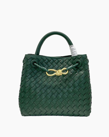 Women's Woven Leather Quilted Top Handle Bag