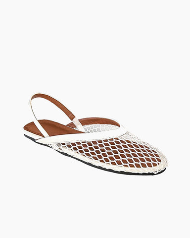 Minimalist Mesh Round-Toe Slingback Flats
