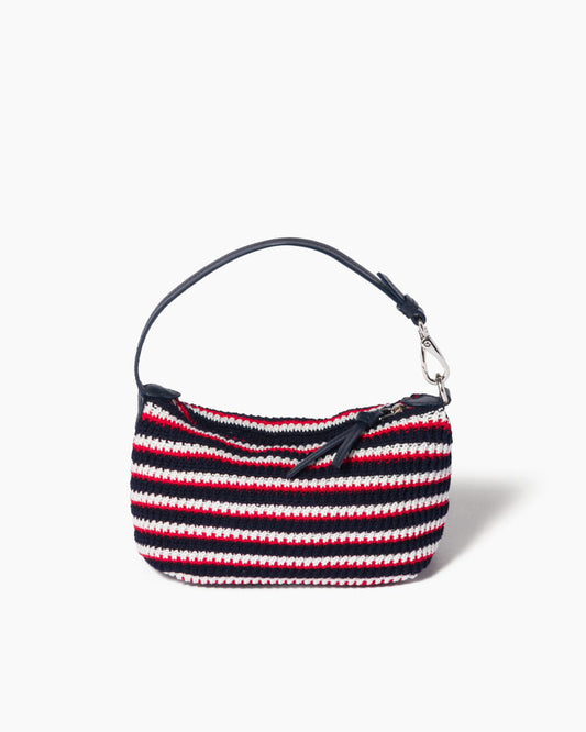 Summer Color-Stripe Crochet Top-Handle Bag