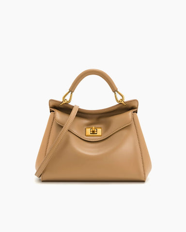Elegant Turn-Lock Trapeze Satchel