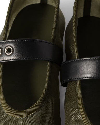 Women's Mesh Mary Jane Flats With Leather Buckle