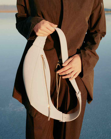 Nappa Leather Folded Crescent Crossbody Belt Bag