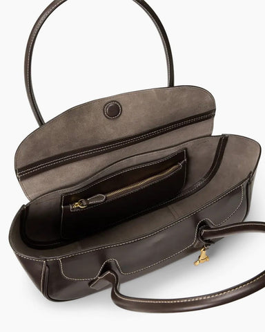 Vintage Crescent Flap Bag with Metal Hardware