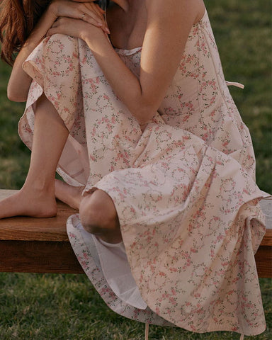 Sweet Floral Lace-back Midi Sundress