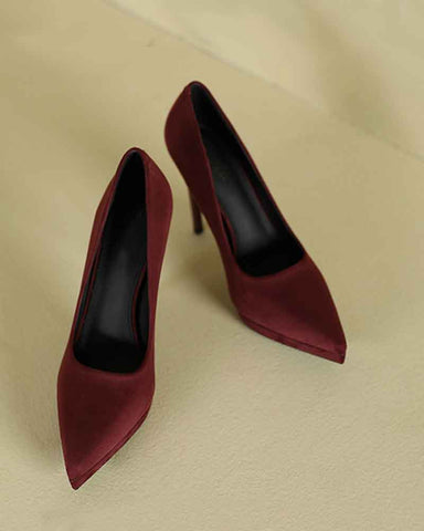 Women's Suede Pointed-Toe Platform Stiletto High Heels Pumps