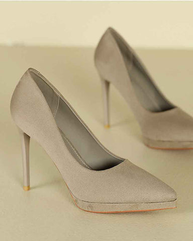 Women's Suede Pointed-Toe Platform Stiletto High Heels Pumps
