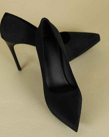 Women's Suede Pointed-Toe Platform Stiletto High Heels Pumps