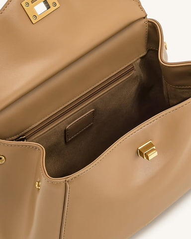 Elegant Turn-Lock Trapeze Satchel