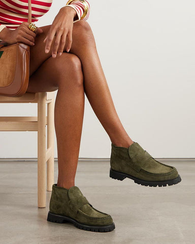 (Pre-sell) Women's Sylke Suede Green Boots