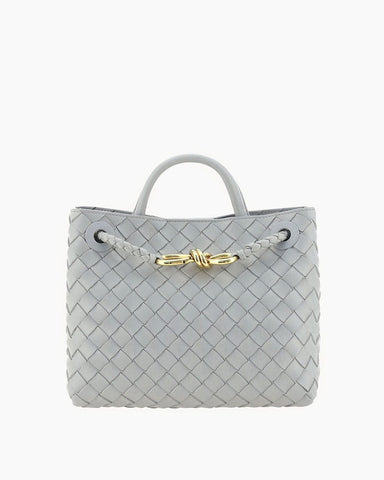 Women's Woven Leather Quilted Top Handle Bag