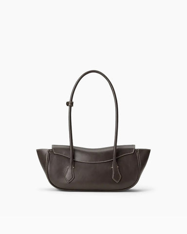 Vintage Crescent Flap Bag with Metal Hardware