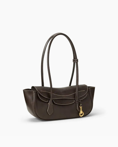 Vintage Crescent Flap Bag with Metal Hardware