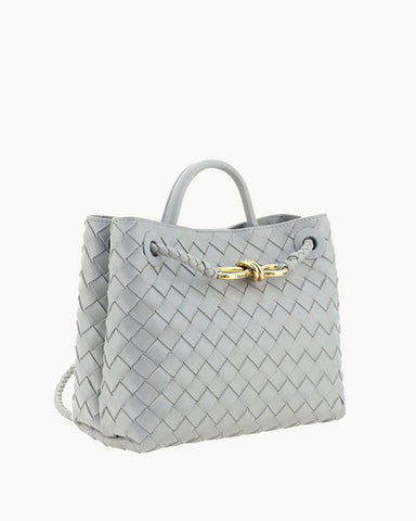 Women's Woven Leather Quilted Top Handle Bag