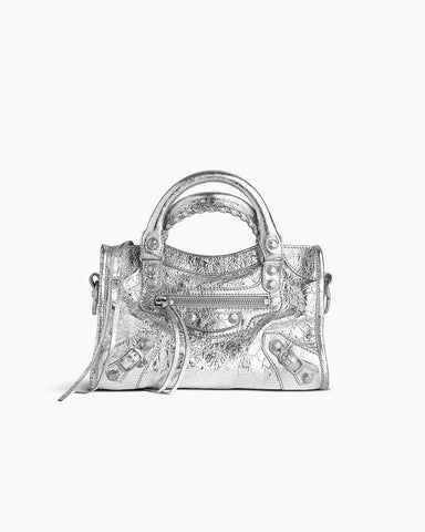 Vespera Metallized Lambskin Silver Tote Bag