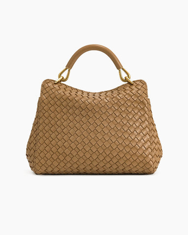 Refined Woven Leather Top-Handle Satchel