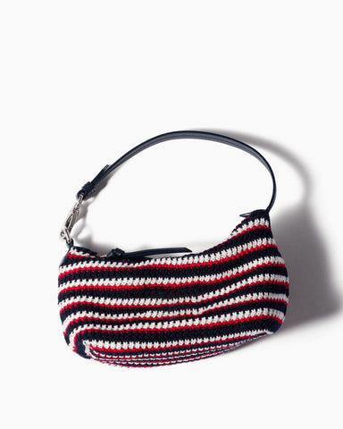 Summer Color-Stripe Crochet Top-Handle Bag