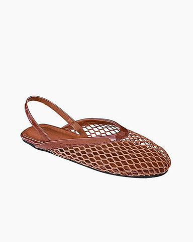 Minimalist Mesh Round-Toe Slingback Flats