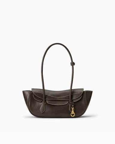 Vintage Crescent Flap Bag with Metal Hardware