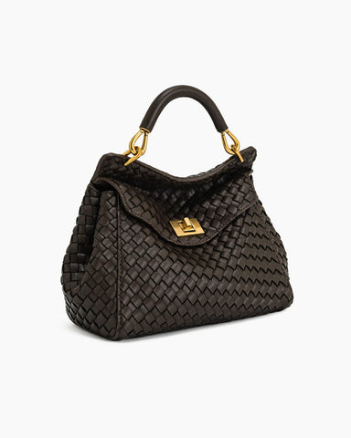Refined Woven Leather Top-Handle Satchel