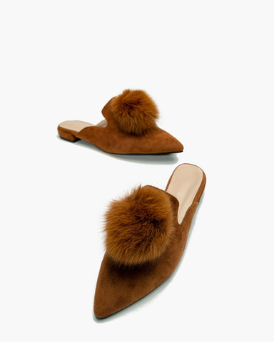 Slip On Backless Flat Heel Mules