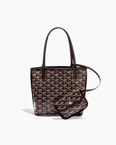 Mini Reversible Leather Canvas Tote Bag
