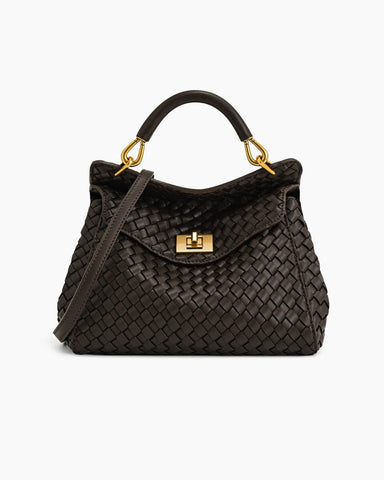 Refined Woven Leather Top-Handle Satchel