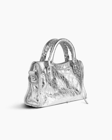 Vespera Metallized Lambskin Silver Tote Bag