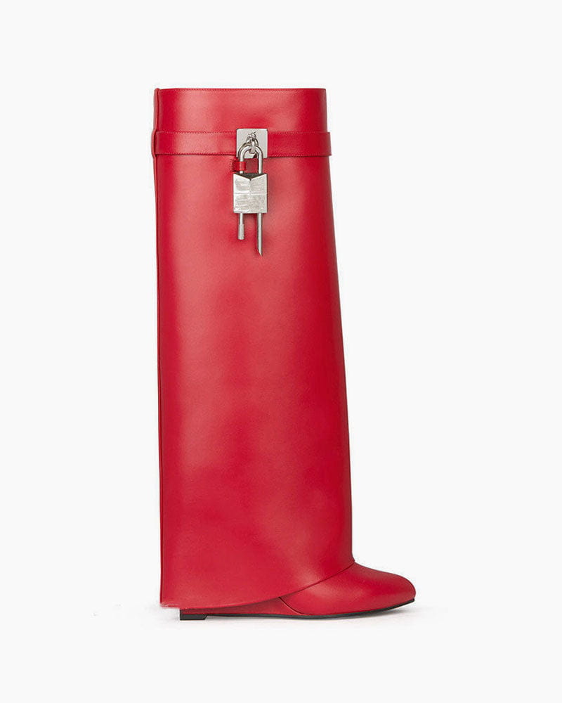 Women’s Midnight Padlock Wedge Red Boots
