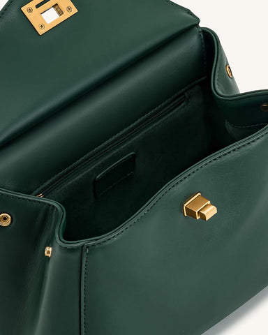 Elegant Turn-Lock Trapeze Satchel
