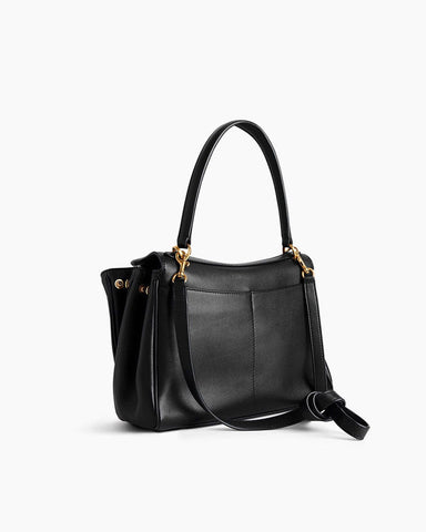 Vespera Leather Top Handle Bag with Turn Lock Closure