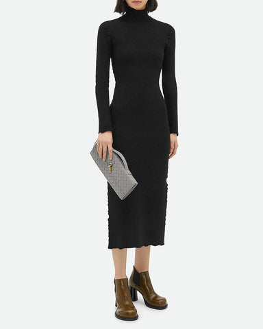 Vespera Leather Top Handle Clutch with Knot Closure