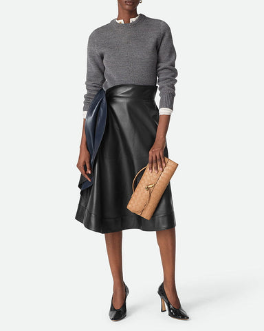 Vespera Leather Top Handle Clutch with Knot Closure