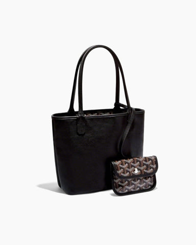 Mini Reversible Leather Canvas Tote Bag