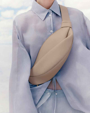 Nappa Leather Folded Crescent Crossbody Belt Bag