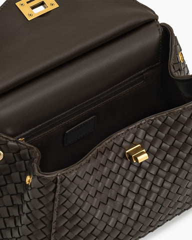 Refined Woven Leather Top-Handle Satchel