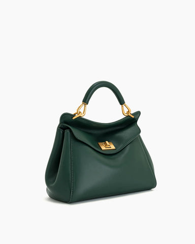 Elegant Turn-Lock Trapeze Satchel