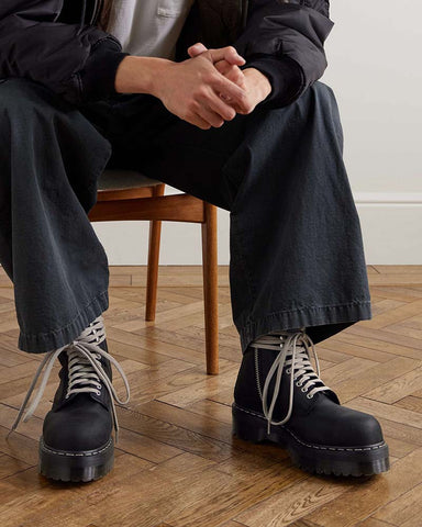 Men's Quad Sole Steel Toe Leather Boots with Wrap Around Laces